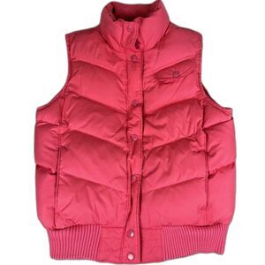 Gap Down Puffer Snap Vest Hot Pink Orange Vintage Small Y2K Insulated 00s